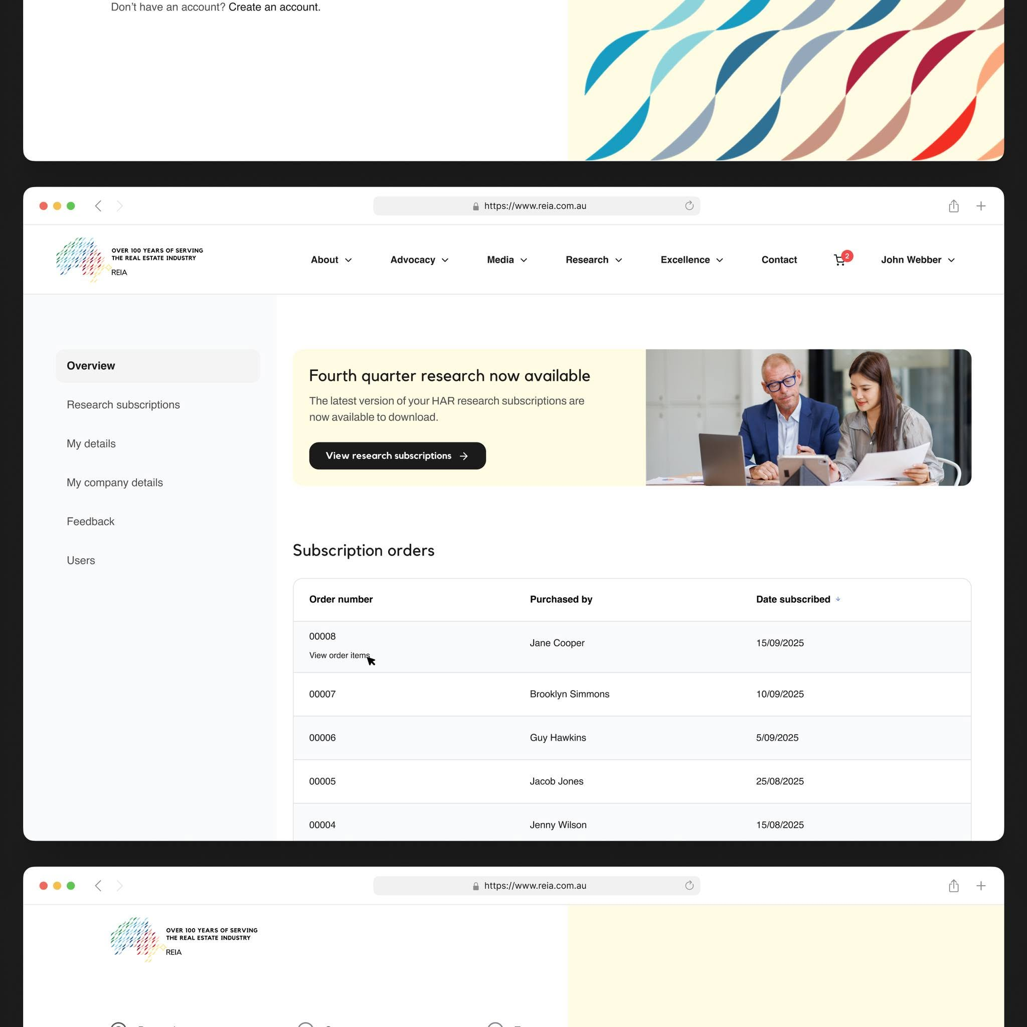 Real Estate Institute of Australia subscription dashboard